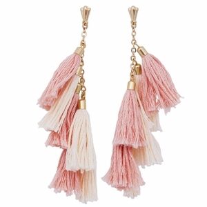 NWOT Ettika Daydreamer Peach & Gold Tassel Dangle Earrings